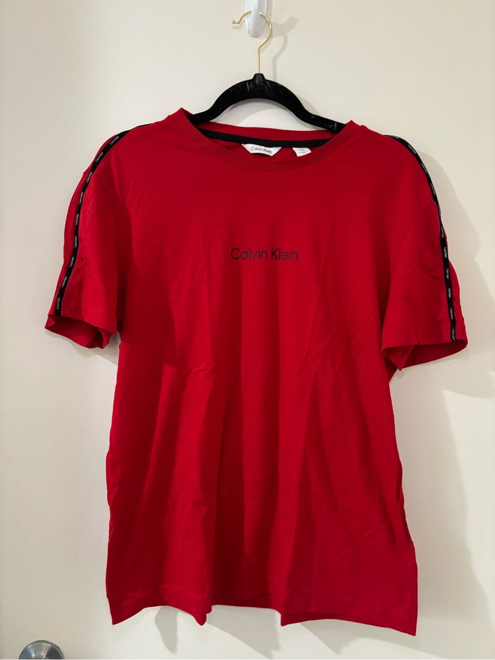 Calvin Klein Red Tee with Black Logo Tape